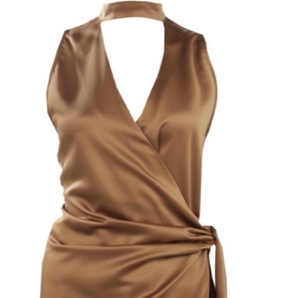 Boohoo Satin Choker Tie Dress Sz US8/UK12 NWT - Picture 2 of 6